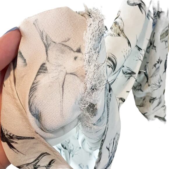 Lela Rose Birds Of A Feather Printed Long-Sleeve Blouse Size 14 - Picture 8 of 13